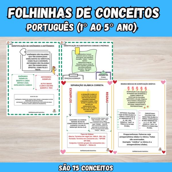 Folhinhas de Conceitos - Português -1º ao 5º ano - Image 2