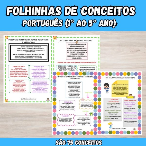 Folhinhas de Conceitos - Português -1º ao 5º ano