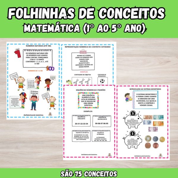 Folhinhas de Conceitos - Matemática - 1° ao 5° Ano