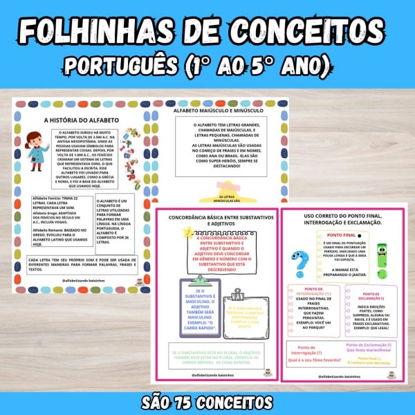 Folhinhas de Conceitos - Português -1º ao 5º ano - Image 3