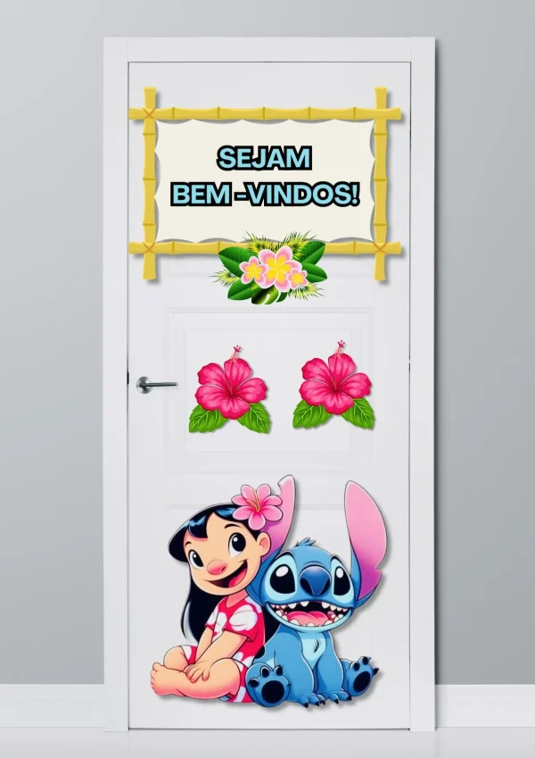 Painel de Porta Volta às Aulas Tema Stitch