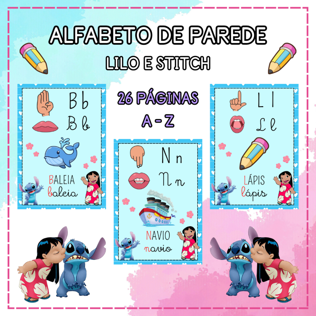 Alfabeto de Parede – Lilo e Stitch – Alfabetizando Baixinhos