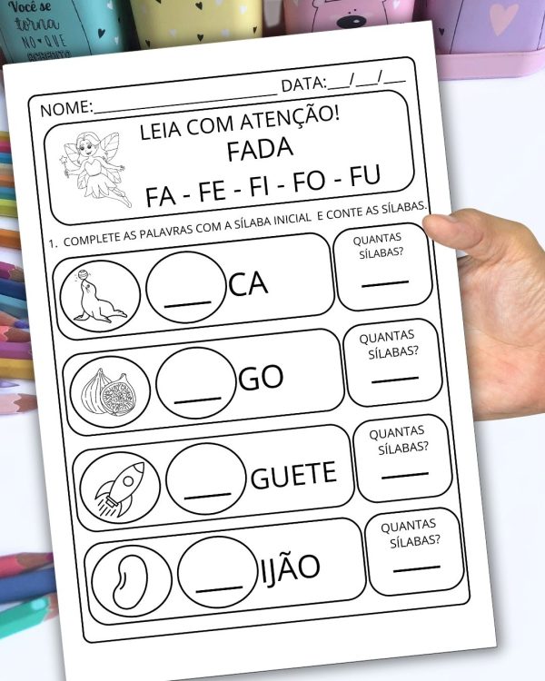 Alfabetização: Completando e contando sílabas - Imagem 2