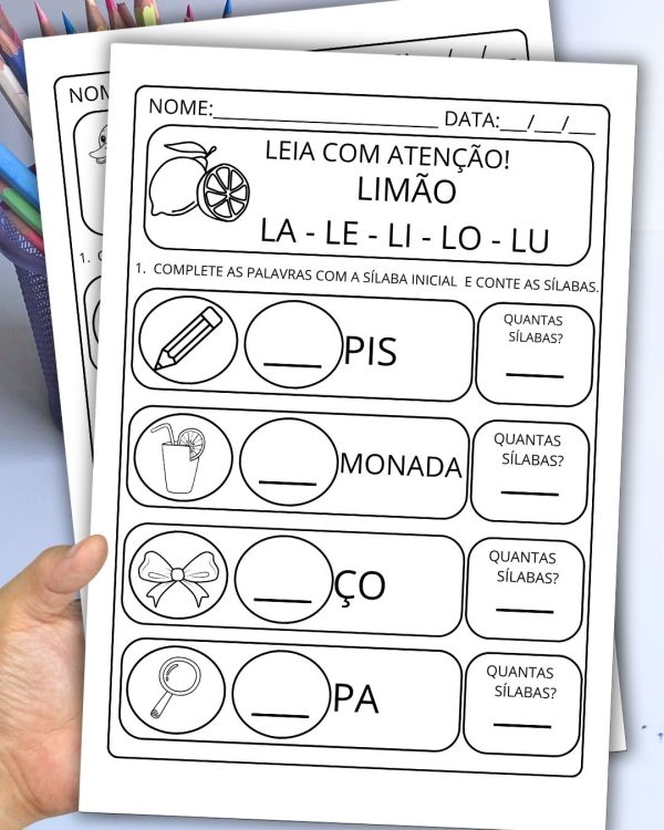 Alfabetização: Completando e contando sílabas - Imagem 3