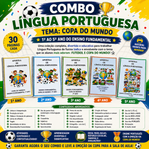 Combo - Atividades de Língua Portuguesa 1º ao 5º ano - Copa2026